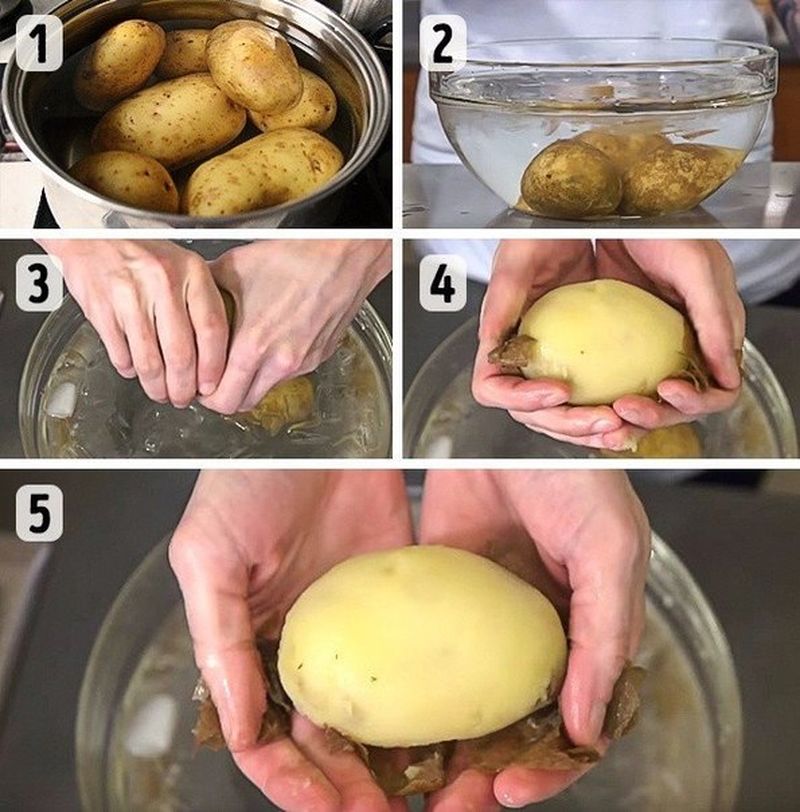 Как быстро почистить молодую или старую картошку ножом, овощечисткой или дрелью Как почистить сваренный картофель в мундире