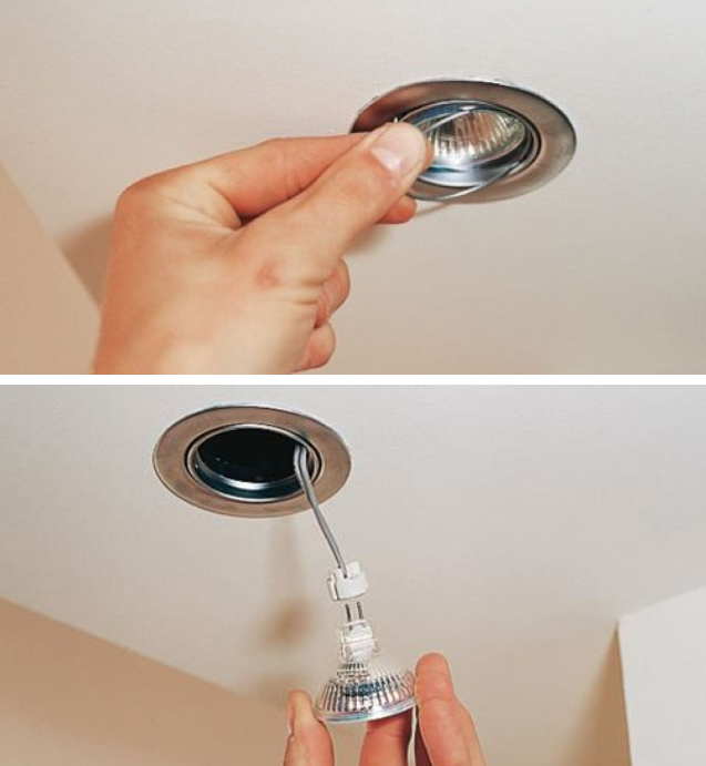 Как снять лампочку с подвесного потолка