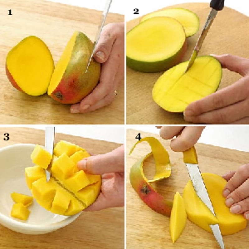 Как выбрать спелый манго и почистить его от от кожуры и косточки с помощью ножа или стакана С чем и как есть манго и какие блюда с ним можно приготовить